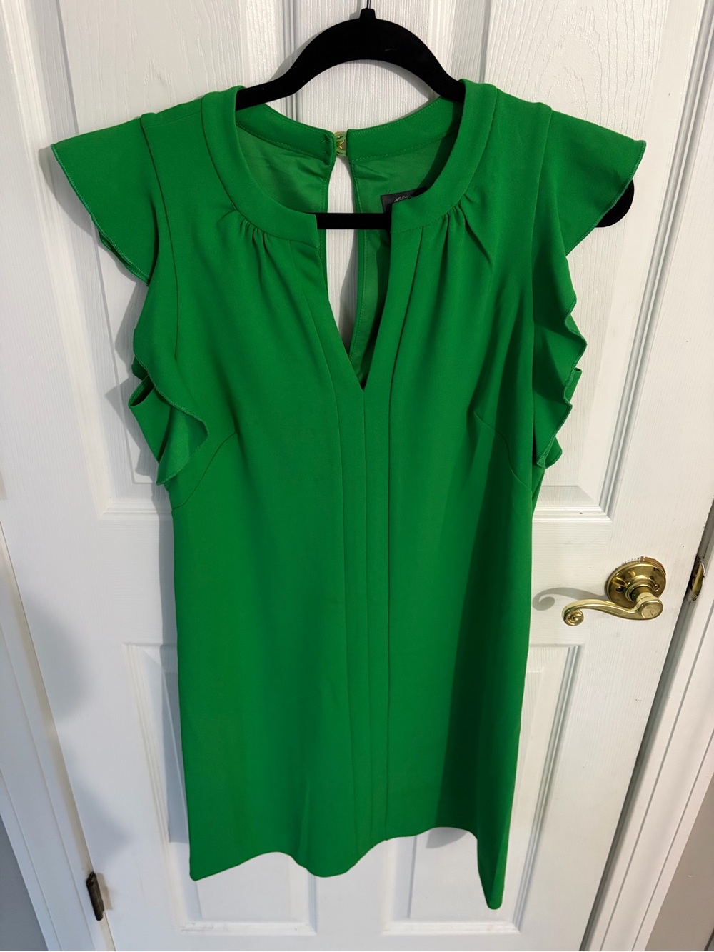 Vince Camuto Emerald Green Ruffle Sleeve Midi Dress